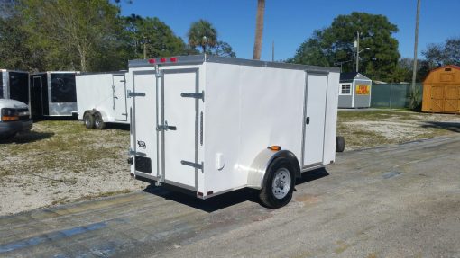 5x10 SA Trailer - White, Double Doors, Side Door, Side Vents