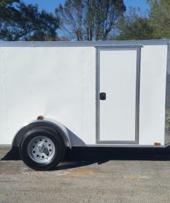 5x10 SA Trailer - White, Double Doors, Side Door, Side Vents