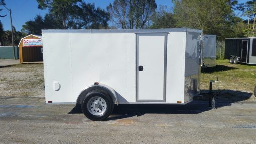 5x10 SA Trailer - White, Double Doors, Side Door, Side Vents