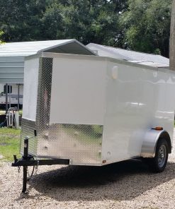 5x10 SA Trailer - White, Ramp, Side Door, Side Vents