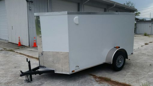 5x10 SA Trailer - White, Ramp, Side Door, Side Vents