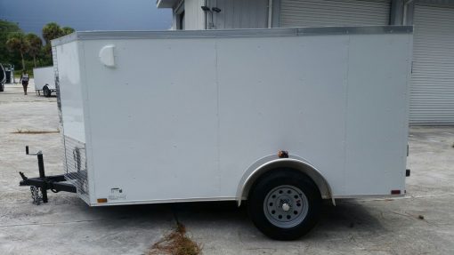 5x10 SA Trailer - White, Ramp, Side Door, Side Vents