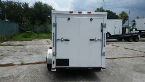 5x10 SA Trailer - White, Ramp, Side Door, Side Vents