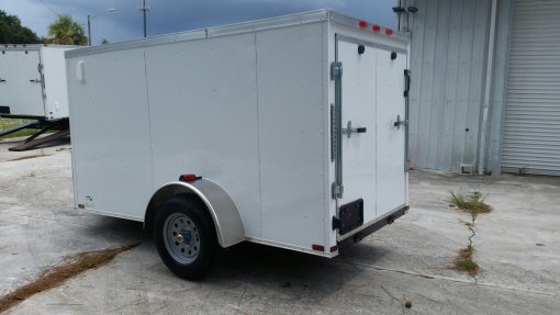 5x10 SA Trailer - White, Ramp, Side Door, Side Vents