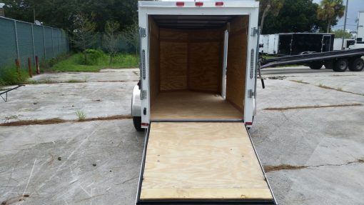 5x10 SA Trailer - White, Ramp, Side Door, Side Vents