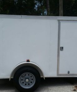 5x10 SA Trailer - White, Ramp, Side Door, Side Vents