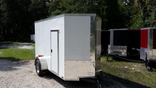 5x10 SA Trailer - White, Ramp, Side Door, Side Vents, Extra Height