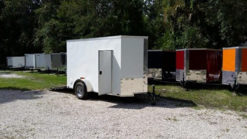 5x10 SA Trailer - White, Ramp, Side Door, Side Vents, Extra Height