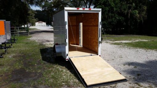 5x10 SA Trailer - White, Ramp, Side Door, Side Vents, Extra Height