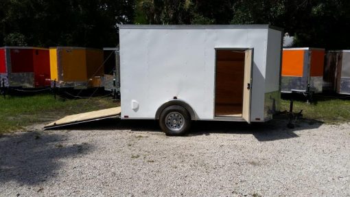 5x10 SA Trailer - White, Ramp, Side Door, Side Vents, Extra Height