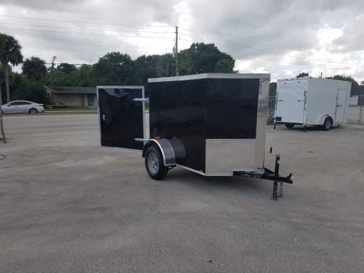 5x6 SA Trailer - Black, Barn Door, Side Vents