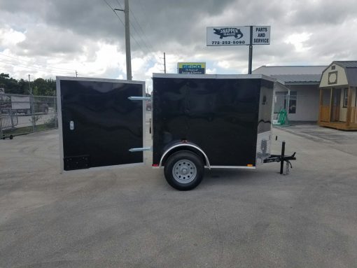 5x6 SA Trailer - Black, Barn Door, Side Vents