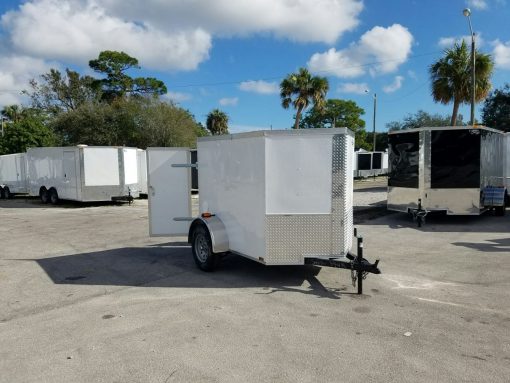 5x6 SA Trailer - White, Barn Doors, Side Vents