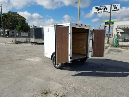 5x6 SA Trailer - White, Barn Doors, Side Vents