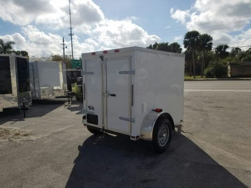 5x6 SA Trailer - White, Barn Doors, Side Vents