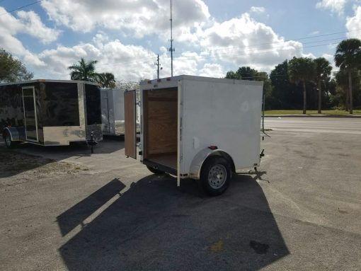 5x6 SA Trailer - White, Barn Doors, Side Vents