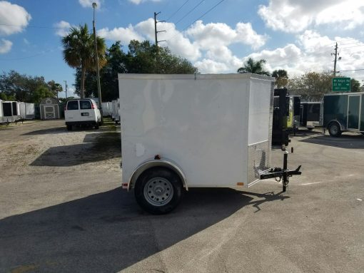 5x6 SA Trailer - White, Barn Doors, Side Vents