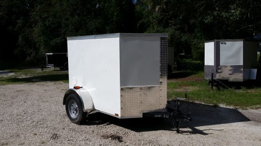 5x6 SA Trailer - White, Barn Door, Side Vents