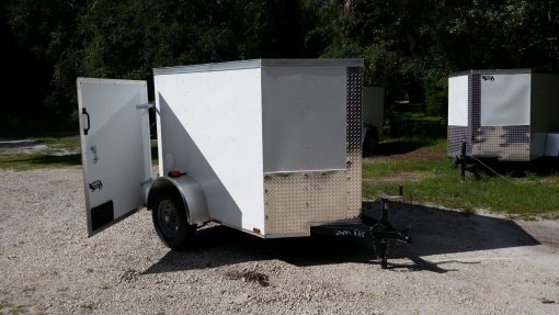 5x6 SA Trailer - White, Barn Door, Side Vents