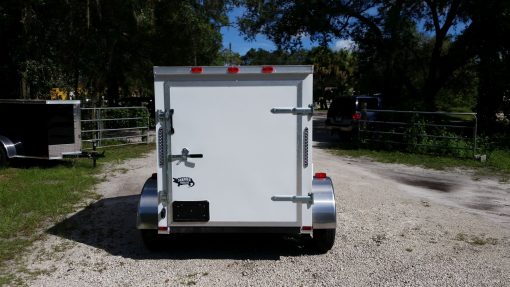 5x6 SA Trailer - White, Barn Door, Side Vents