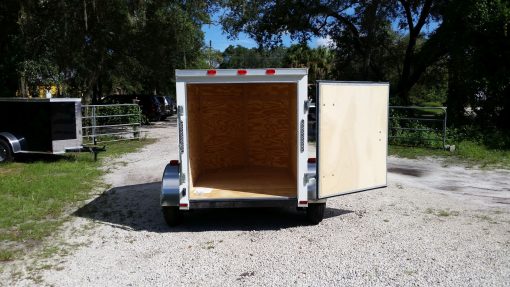 5x6 SA Trailer - White, Barn Door, Side Vents