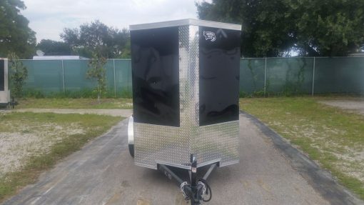 5x8 SA Trailer - Black, Double Doors, Side Door, Side Vents, Extended Tongue, Extra Height, Spare Mount