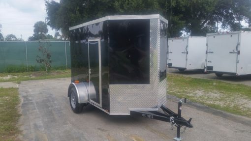 5x8 SA Trailer - Black, Double Doors, Side Door, Side Vents, Extended Tongue, Extra Height, Spare Mount