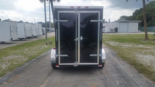 5x8 SA Trailer - Black, Double Doors, Side Door, Side Vents, Extended Tongue, Extra Height, Spare Mount