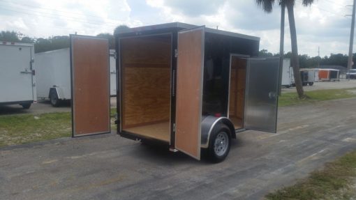 5x8 SA Trailer - Black, Double Doors, Side Door, Side Vents, Extended Tongue, Extra Height, Spare Mount