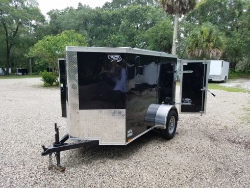 5x8 SA Trailer - Black, Barn Doors, Side Door, Side Vents