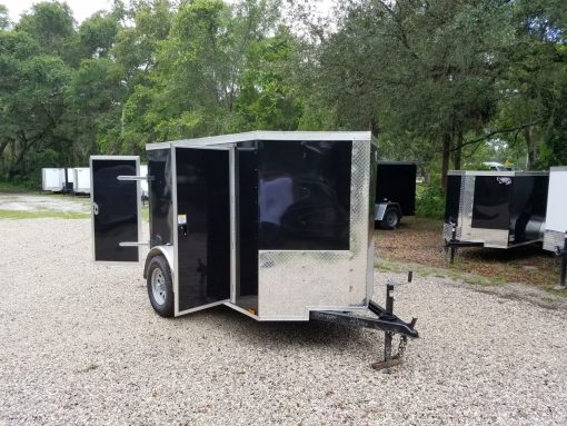 5x8 SA Trailer - Black, Barn Doors, Side Door, Side Vents