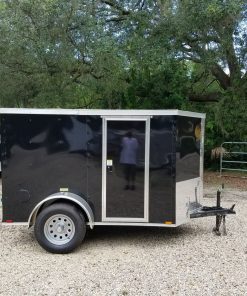 5x8 SA Trailer - Black, Barn Doors, Side Door, Side Vents