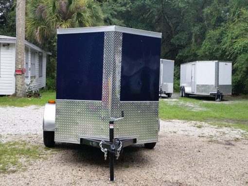 5x8 SA Trailer - Blue, Ramp, Side Door, Side Vents