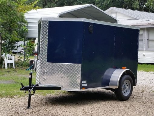 5x8 SA Trailer - Blue, Ramp, Side Door, Side Vents