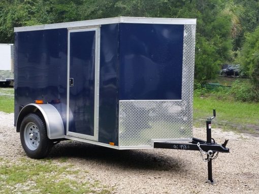 5x8 SA Trailer - Blue, Ramp, Side Door, Side Vents