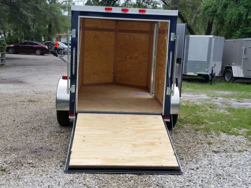 5x8 SA Trailer - Blue, Ramp, Side Door, Side Vents