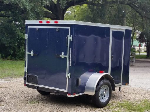 5x8 SA Trailer - Blue, Ramp, Side Door, Side Vents