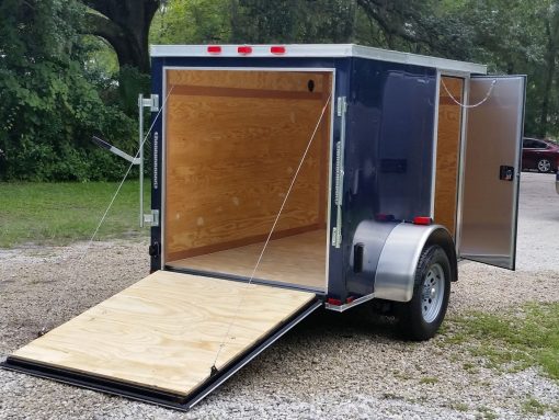 5x8 SA Trailer - Blue, Ramp, Side Door, Side Vents