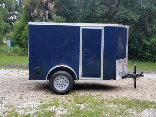 5x8 SA Trailer - Blue, Ramp, Side Door, Side Vents