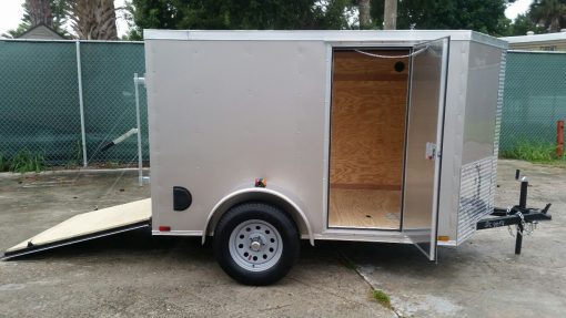 5x8 SA Trailer - Champagne, Ramp, Side Door, Side Vents