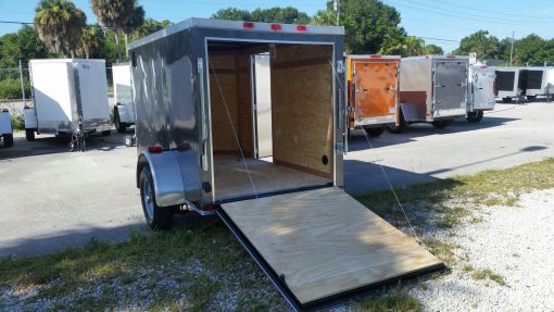 5x8 SA Trailer - Charcoal Gray, Ramp, Side Door, Side Vents