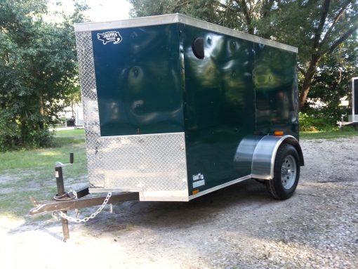 5x8 SA Trailer - Green, Ramp, Side Door, Side Vents