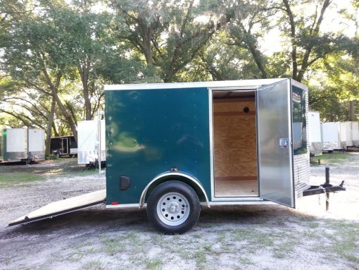 5x8 SA Trailer - Green, Ramp, Side Door, Side Vents