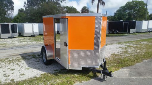 5x8 SA Trailer - Orange, Ramp, Side Door, Side Vents