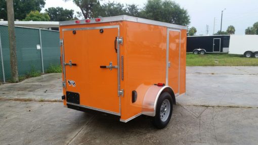 5x8 SA Trailer - Orange, Ramp, Side Door, Side Vents