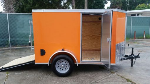 5x8 SA Trailer - Orange, Ramp, Side Door, Side Vents