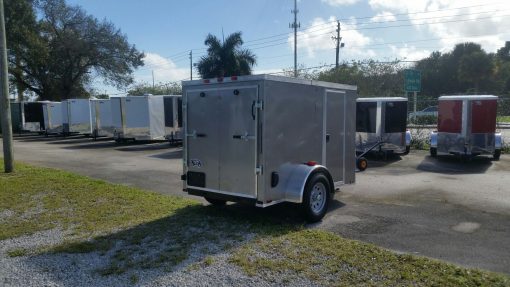 5x8 SA Trailer - Pewter, Ramp, Side Door, Side Vents