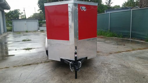 5x8 SA Trailer - Red, Ramp, Side Door, Side Vents