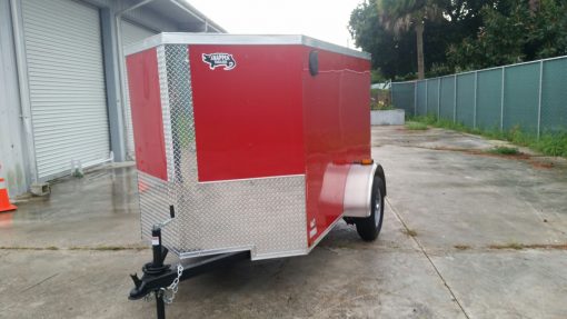 5x8 SA Trailer - Red, Ramp, Side Door, Side Vents