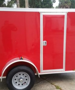 5x8 SA Trailer - Red, Ramp, Side Door, Side Vents